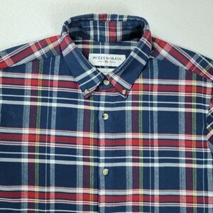 Mizzen Main Button Down Shirt Men's Size Large Multicolor Plaid Trim Fit Casual